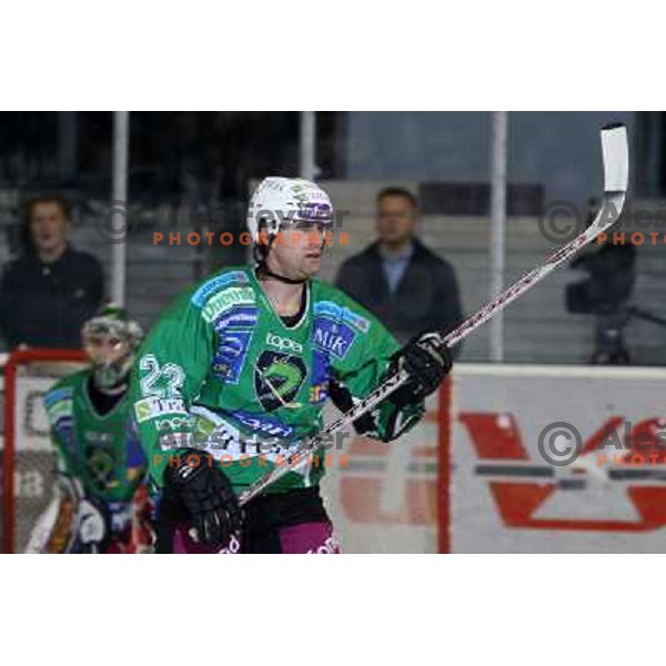 Greg Kuznik in action during ice-hockey match Tilia Olimpija- Acroni Jesenice in Ebel league, played in Hala Tivoli, Ljubljana, Slovenia 27.11.2009. 