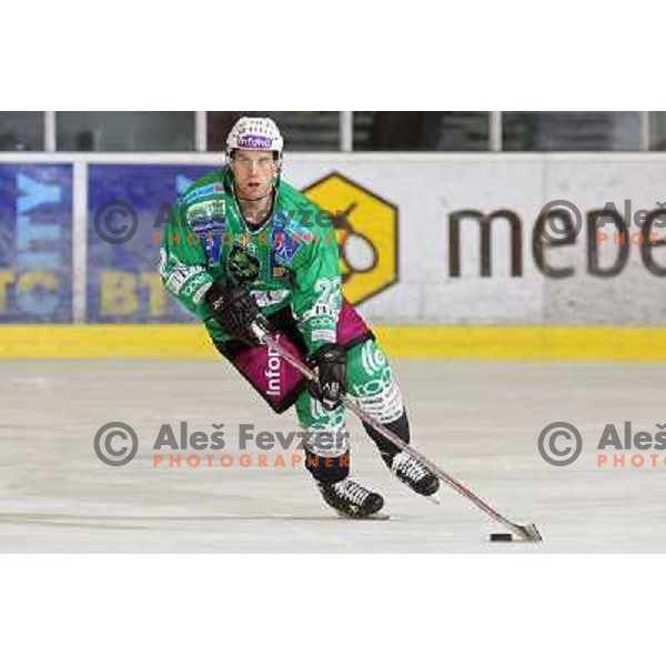 Greg Kuznik in action during ice-hockey match Tilia Olimpija- Acroni Jesenice in Ebel league, played in Hala Tivoli, Ljubljana, Slovenia 27.11.2009. 