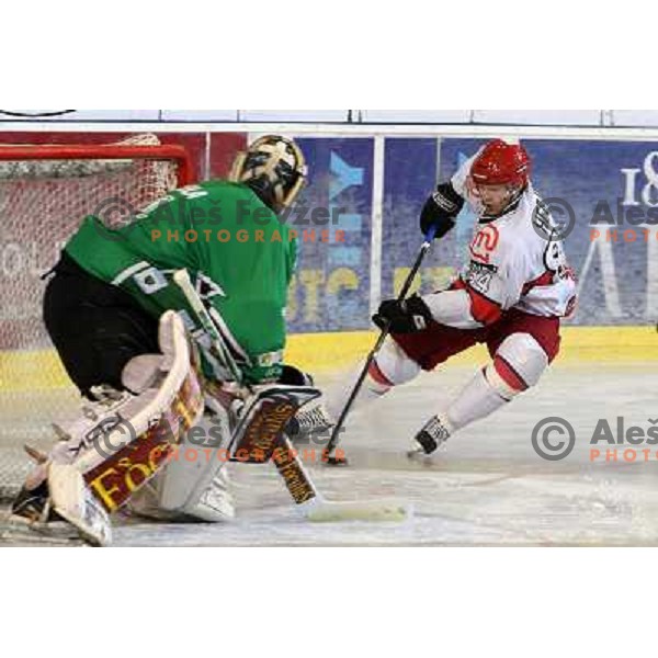 Andrej Hebar in action during ice-hockey match Tilia Olimpija- Acroni Jesenice in Ebel league, played in Hala Tivoli, Ljubljana, Slovenia 27.11.2009. 