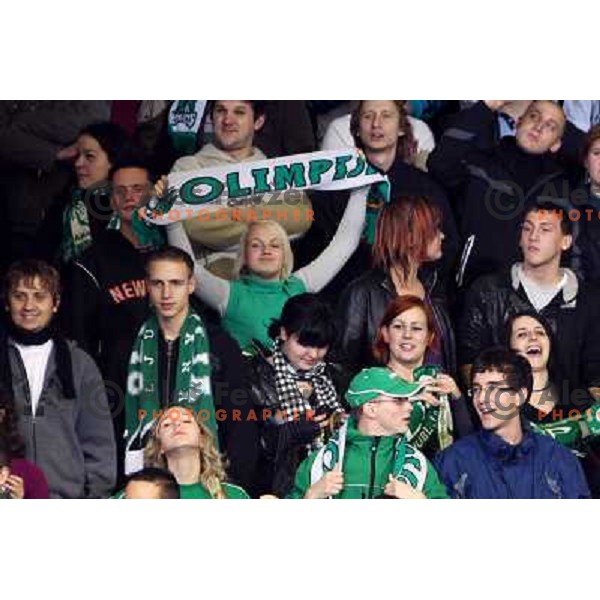  Tilia Olimpija fans in action during ice-hockey match Tilia Olimpija- Acroni Jesenice in Ebel league, played in Hala Tivoli, Ljubljana, Slovenia 27.11.2009. 