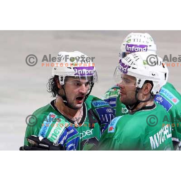 Frank Banham, Kevin Mitchell during ice-hockey match Tilia Olimpija- Acroni Jesenice in Ebel league, played in Hala Tivoli, Ljubljana, Slovenia 27.11.2009. 