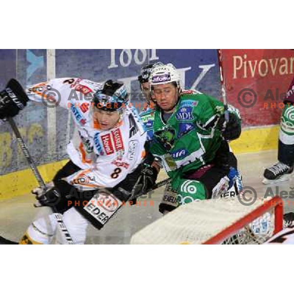 Matej Hocevar in action during ice-hockey match Tilia Olimpija-Liwest Linz in Ebel league, played in Hala Tivoli, Ljubljana 6.12.2009 
