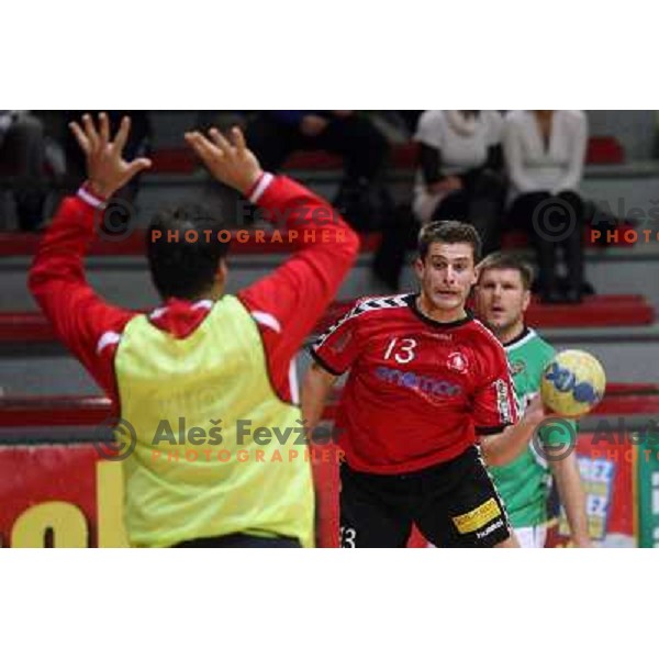 Janez Skusek in action during handball match Slovan- Ribnica Riko Hise in round 12 of MIK 1.liga, played at Kodeljevo Hall, Ljubljana, Slovenia 9.12.2009 