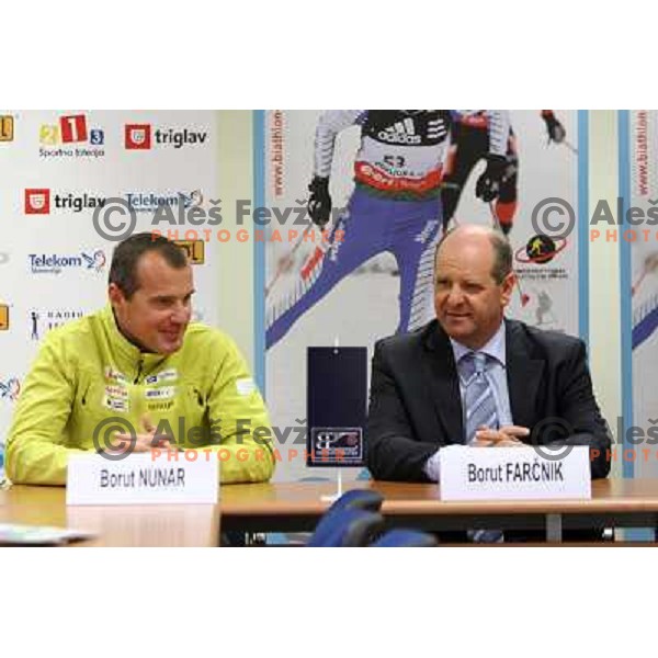 Borut Nunar and Borut Farcnik during press conference of Biathlon World Cup, Pokljuka held at SZS in Ljubljana 10.12.2009 
