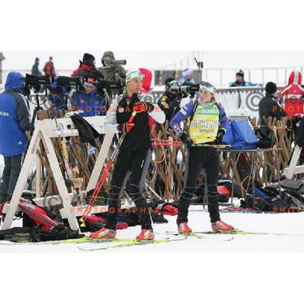 Teja Gregorin and Andreja Mali during informal training, E-on Ruhrgas Biatlon World Cup, 15.12.2009, Pokljuka, Slovenija 