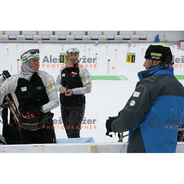 Teja Gregorin Tadeja Brankovic - Likozar and Tomas Kos during official training, E-on Ruhrgas Biatlon World Cup, 16.12.2009, Pokljuka, Slovenijaduring official training, E-on Ruhrgas Biatlon World Cup, 16.12.2009, Pokljuka, Slovenija 