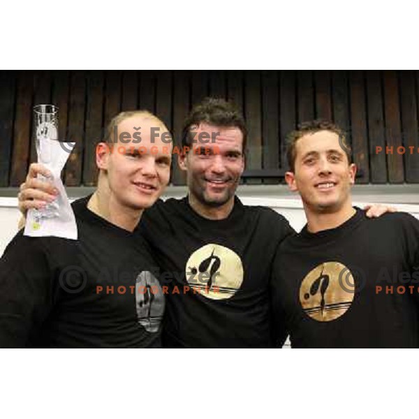 Evgeny Korotyshkin (RUS), Peter Mankoc (SLO), Jason Dunford (KEN) after swimming competition Ilirija Challenge in Tivoli pool, Ljubljana, Slovenia 16.12.2009 