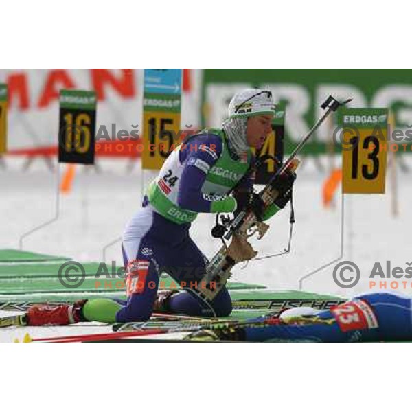 Teja Gregorin in action during E-on Ruhrgas IBU Biathlon world cup, 17.12.2009, Pokljuka, Slovenia 