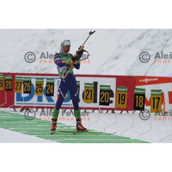 Teja Gregorin in action during E-on Ruhrgas IBU Biathlon world cup, 17.12.2009, Pokljuka, Slovenia 