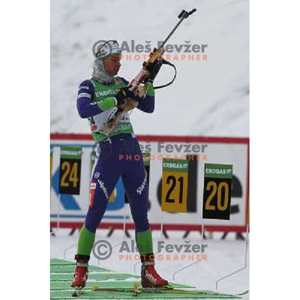 Teja Gregorin in action during E-on Ruhrgas IBU Biathlon world cup, 17.12.2009, Pokljuka, Slovenia 