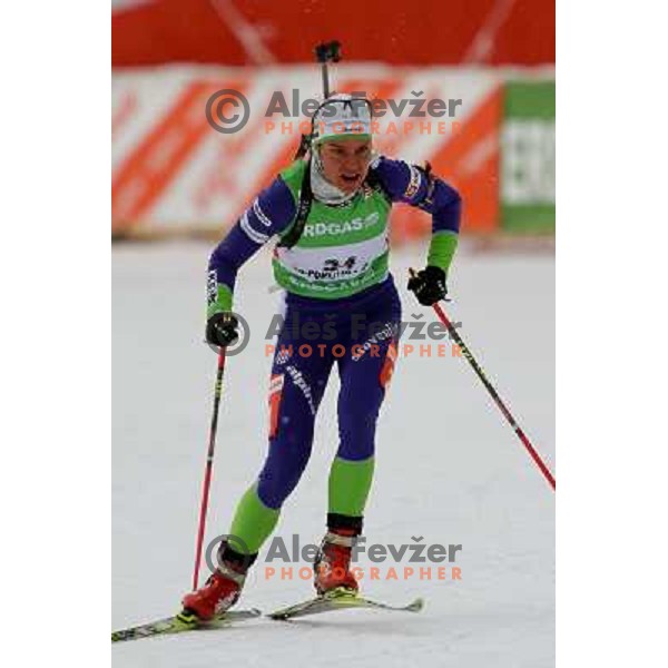 Teja Gregorin in action during E-on Ruhrgas IBU Biathlon world cup, 17.12.2009, Pokljuka, Slovenia 