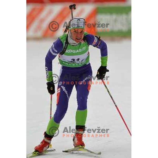 Teja Gregorin in action during E-on Ruhrgas IBU Biathlon world cup, 17.12.2009, Pokljuka, Slovenia 
