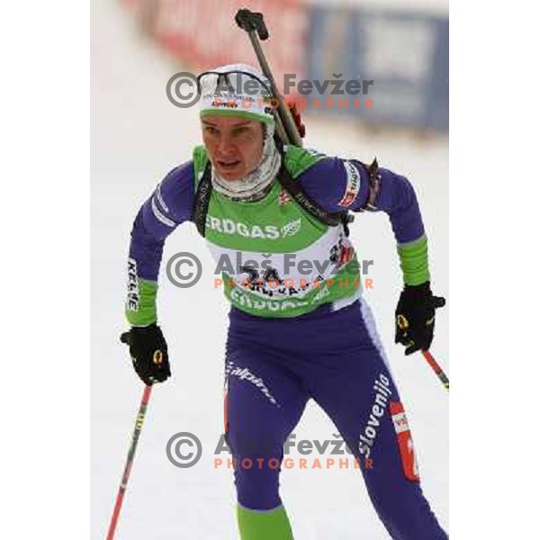 Teja Gregorin in action during E-on Ruhrgas IBU Biathlon world cup, 17.12.2009, Pokljuka, Slovenia 