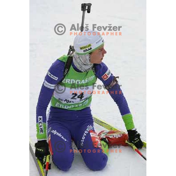 Teja Gregorin in action during E-on Ruhrgas IBU Biathlon world cup, 17.12.2009, Pokljuka, Slovenia 