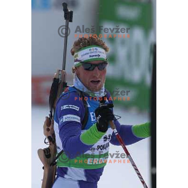 Klemen Bauer in action during E-on Ruhrgas IBU Biatlon World Cup, men 20km individual, 17.12.2009, Pokljuka, Slovenia 