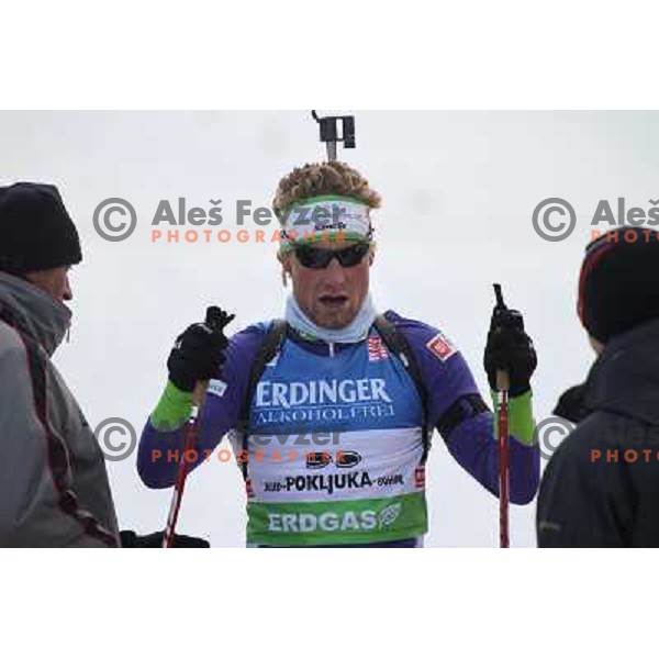 Klemen Bauer in action during E-on Ruhrgas IBU Biatlon World Cup, men 20km individual, 17.12.2009, Pokljuka, Slovenia 