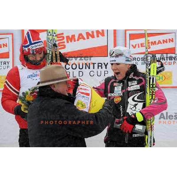 Majdic and President Turk at the Sprint of the Cross-Country FIS World Cup, Rogla, Slovenia, 19.12.2009, 