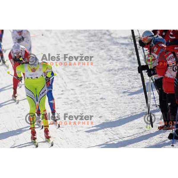 Majdic Petra and Houdac Ivanat the 15km Classic Mass Start of the Cross-Country FIS World Cup, Rogla, Slovenia, 20.12.2009, 