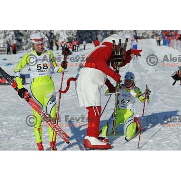 Benedicic Maja and Erzen Anja at the 15km Classic Mass Start of the Cross-Country FIS World Cup, Rogla, Slovenia, 20.12.2009, 