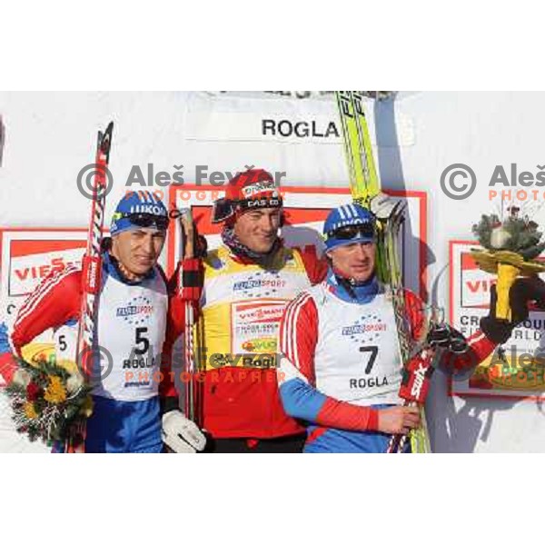 Legkov Alexander ,Northugg Peter, Vylegzhanin Maxim at the 30km Classic Mass Start of the Cross-Country FIS World Cup, Rogla, Slovenia, 20.12.2009, 