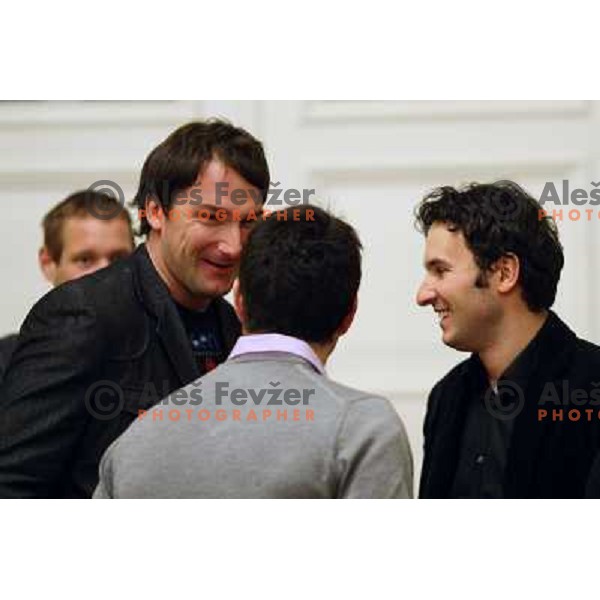 Primoz Kozmus, Bojan Tokic during reception of President of Republic of Slovenia in Ljubljana 22.12.2009 
