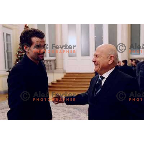 Peter Mankoc and Janez Kocijancic during reception of President of Republic of Slovenia in Ljubljana 22.12.2009 