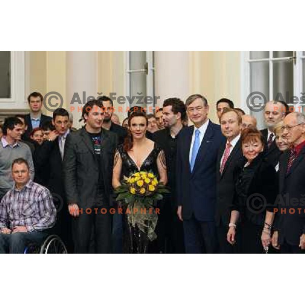  Primoz Kozmus, Petra Majdic, Peter Mankoc, Dr. Danilo Turk, Peter Kukovica, Tjasa Andree Prosenc, Miro Cerar during reception of President of Republic of Slovenia in Ljubljana 22.12.2009 