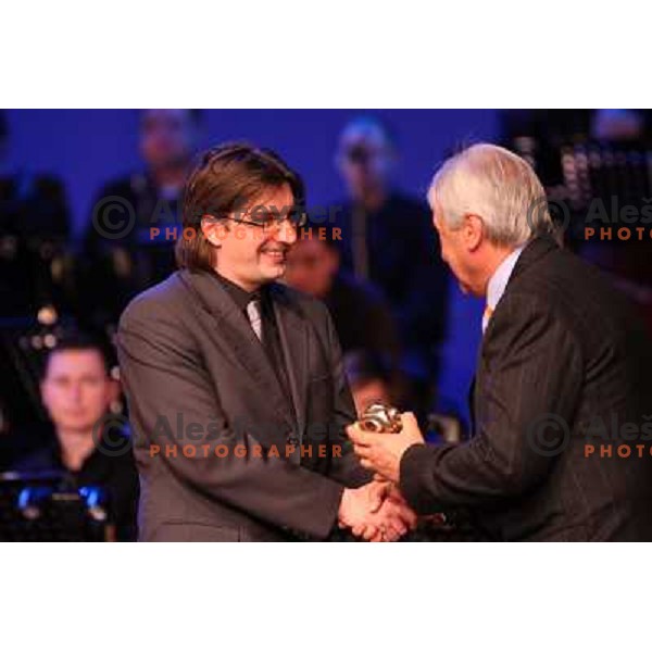  Edi Kolar receives fair play award during Slovenia Sportsman of the year 2009 awards in Cankarjev dom, Ljubljana, Slovenia 22.12.2009 