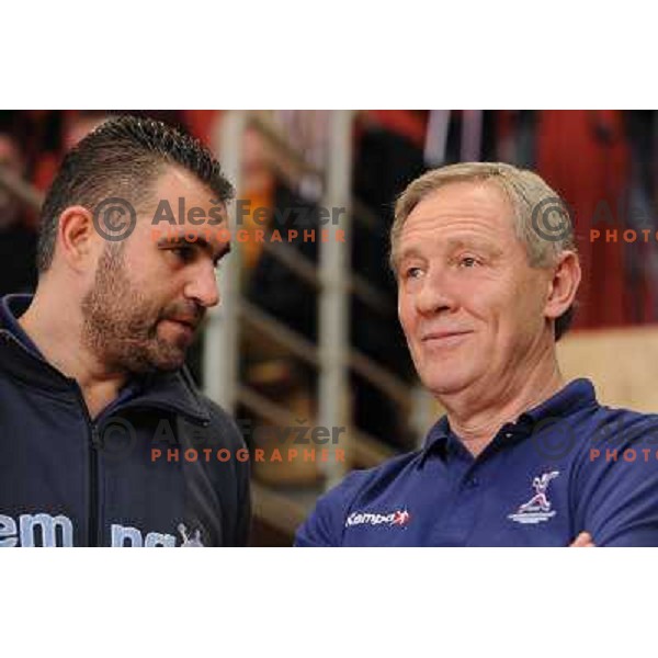 Denic Boris and Serdarusic Zvonimir at the handball game Slovenia - Serbia, friendly match of slovenian national handball team in preparation for the Euro 2010 , Podcetrtek, Slovenia, 06.01.2010, Slovenia lost 24:33 