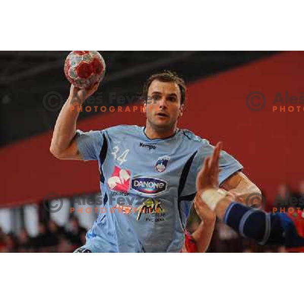 Zorman Uros at the handball game Slovenia - Serbia, friendly match of slovenian national handball team in preparation for the Euro 2010 , Podcetrtek, Slovenia, 06.01.2010, Slovenia lost 24:33 