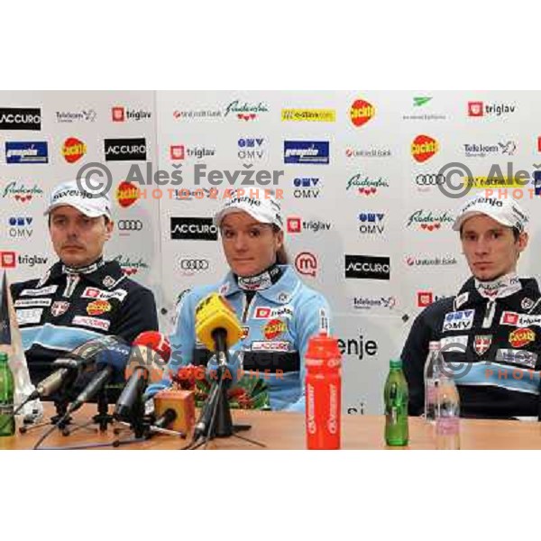 Ivan Hudac, Petra Majdic and Robi Kranjec at Slovenia Nordic Ski team press conference in Ljubljana, Slovenia 11.1.2010 