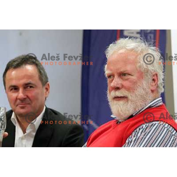 Primoz Ulaga, Jaro Kalan at Slovenia Nordic Ski team press conference in Ljubljana, Slovenia 11.1.2010 