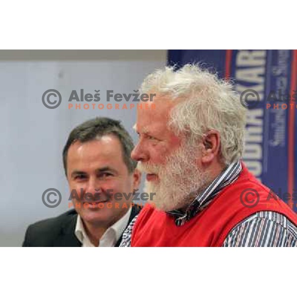 Primoz Ulaga, Jaro Kalan at Slovenia Nordic Ski team press conference in Ljubljana, Slovenia 11.1.2010 