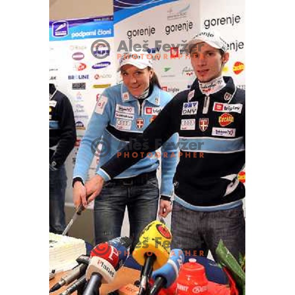 Petra Majdic and Robi Kranjec at Slovenia Nordic Ski team press conference in Ljubljana, Slovenia 11.1.2010 
