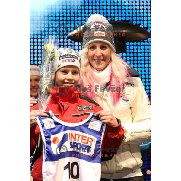  Eva maria Brem (AUT) during public draw of starting numbers for Zlata Lisica, Golden Fox FIS Alpine Ski World Cup giant slalom race in Maribor, Slovenia 15.1.2010 
