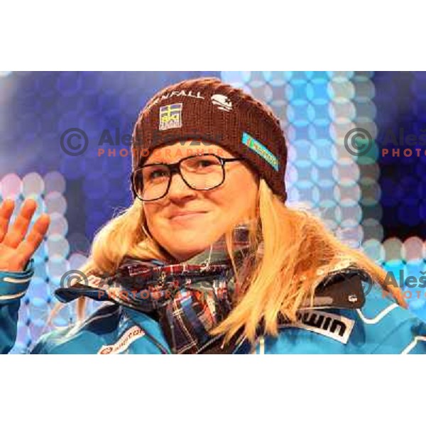 Anja Paerson (SWE) during public draw of starting numbers for Zlata Lisica, Golden Fox FIS Alpine Ski World Cup giant slalom race in Maribor, Slovenia 15.1.2010 