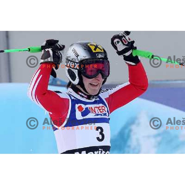 Kathrin Zettel (AUT) celebrate victory at Zlata Lisica, Golden Fox Audi FIS Alpine Ski World Cup 2009-2010 giant slalom race in Maribor, Slovenia 16.1.2010 