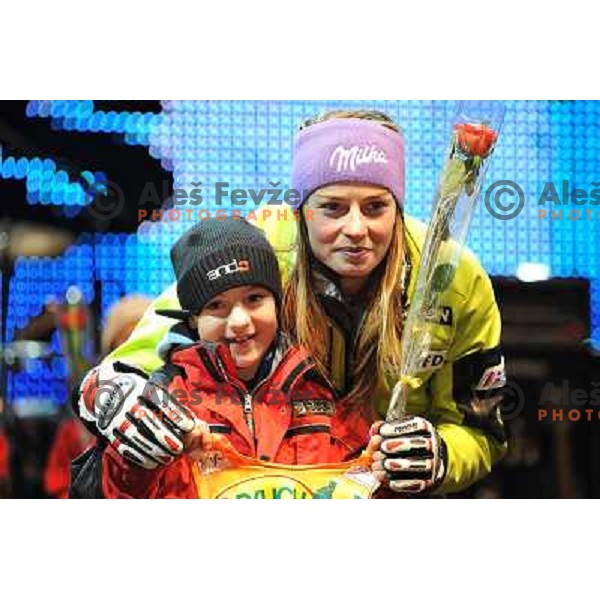 during public draw of starting numbers for Zlata Lisica, Golden Fox FIS Alpine Ski World Cup slalom race in Maribor, Slovenia 16.1.2010Tina Maze during public draw of starting numbers for Zlata Lisica, Golden Fox FIS Alpine Ski World Cup slalom race in M
