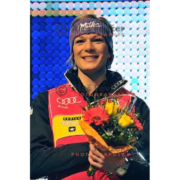 Maria Riesch during public draw of starting numbers for Zlata Lisica, Golden Fox FIS Alpine Ski World Cup slalom race i