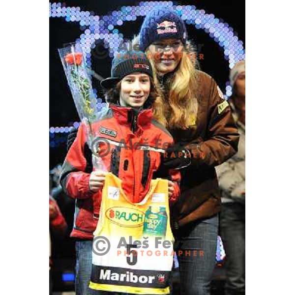 Lindsay Vonn during public draw of starting numbers for Zlata Lisica, Golden Fox FIS Alpine Ski World Cup slalom race i