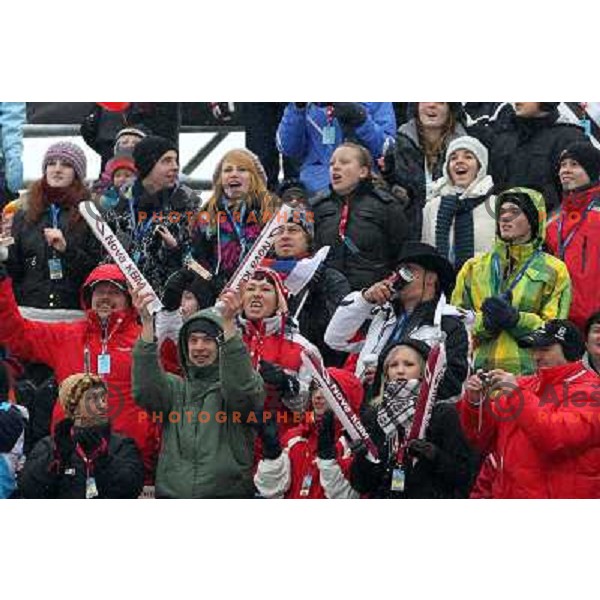 Fans cheering during second run of Zlata Lisica, Golden Fox Audi FIS Alpine Ski World Cup 2009-2010 slalom race in Maribor, Slovenia 17.1.2010 