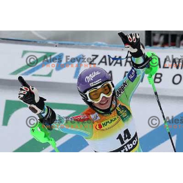 Tina Maze after second run of Zlata Lisica, Golden Fox Audi FIS Alpine Ski World Cup 2009-2010 slalom race in Maribor, Slovenia 17.1.2010 