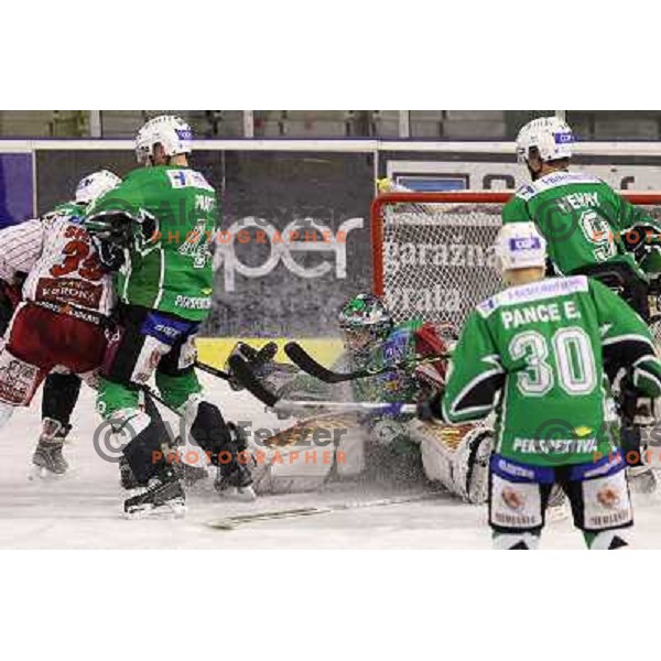 Henry,Ales Sila, Harlan Pratt in action during ice-hockey match Tilia Olimpija-KAC in Ebel league, played in Hala Tivoli, Ljubljana, Slovenia 19.1.2010 