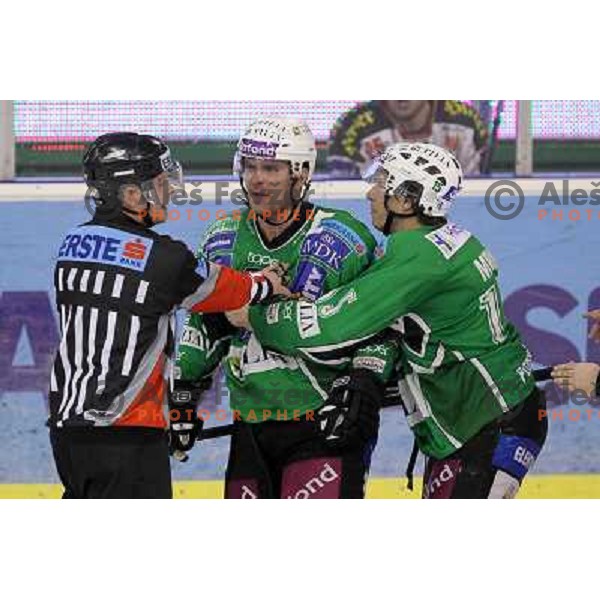Kevin Mitchell, Egon Muric in action during ice-hockey match Tilia Olimpija-KAC in Ebel league, played in Hala Tivoli, Ljubljana, Slovenia 19.1.2010 