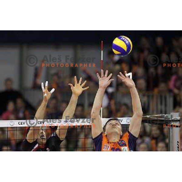 Veljko Petkovic in action during volleyball match ACH Volley - Asseco Resovia Rzeszow in CEV Indesit Volleyball Champions League, played in Hala Tivoli, Ljubljana, Slovenia 20.1.2010 