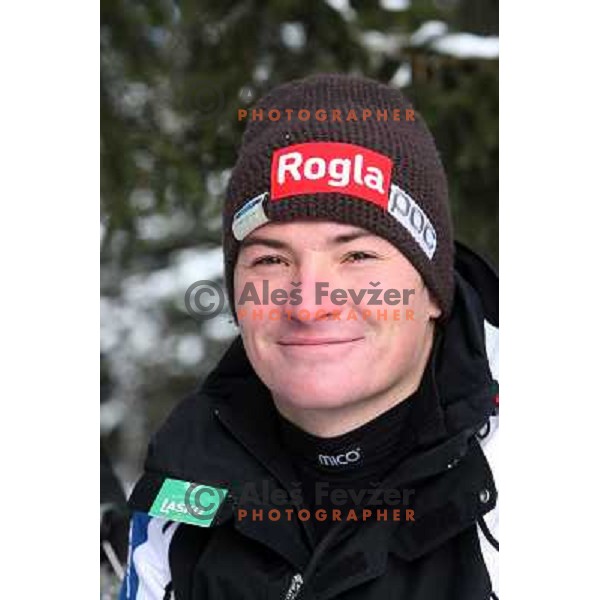 Rok Marguc, world cup snowboarder and member of Slovenia 2010 Olympic team during practice at Rogla Ski resort, Slovenia 5.1.2010 