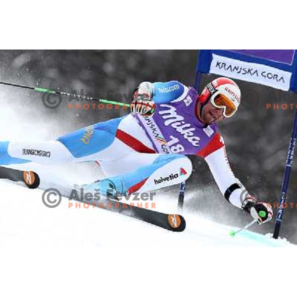 Silvan Zurbriggen of Switzerland skiing during first run of AUDI FIS World Cup Giant Slalom race in Kranjska Gora, Slovenia 29.1.2010 