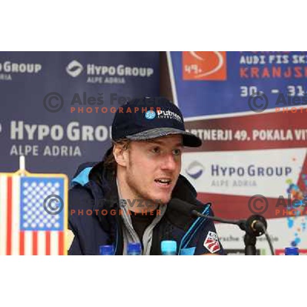 Ted Ligety of USA at press conference after AUDI FIS World Cup Giant Slalom race for Vitranc Cup in Kranjska Gora, Slovenia 30.1.2010 