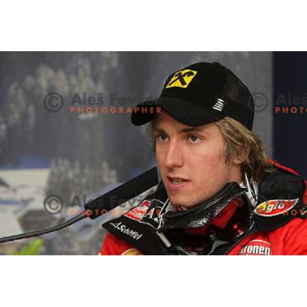 Marcel Hirscher of Austria at press conference after AUDI FIS World Cup Giant Slalom race for Vitranc Cup in Kranjska Gora, Slovenia 30.1.2010 