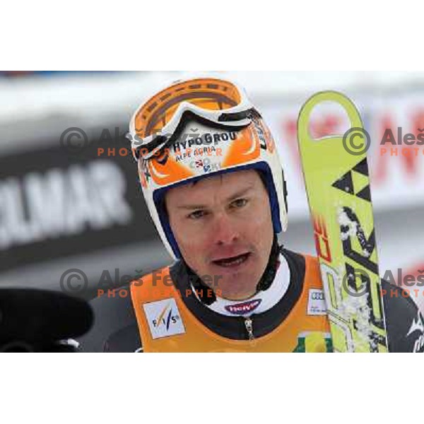Ivica Kostelic of Croatia in finish after second run of AUDI FIS World Cup Giant Slalom race for Vitranc Cup in Kranjska Gora, Slovenia 30.1.2010 